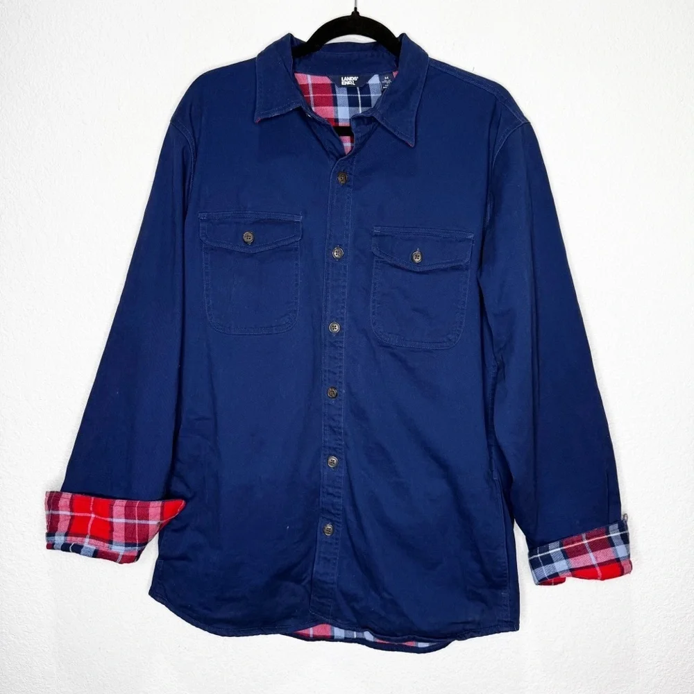 Lands End Shacket Shirt Jacket Plaid Lined Medium